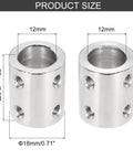 Rigid 12mm To 12mm Shaft Coupler Set In High Strength Steel For 3D Printers And DIYers, Encoder Ready With Low Noise And Vibration, Includes 24 Screws And Hex Wrench, Six Pcs. 12mm x 22mm steel coupler size diagram