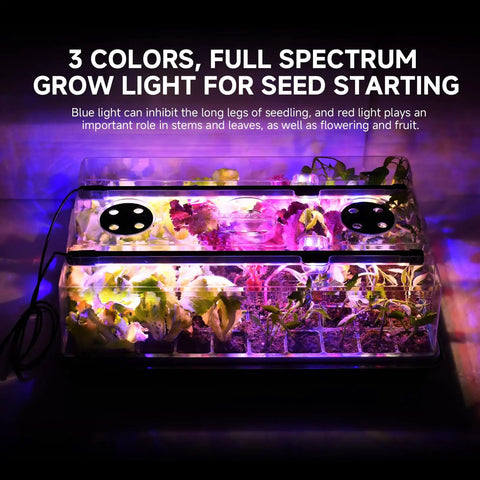 All In One Indoor Seed Starter Kit With Grow Lights 120 Cell Tray 96 LED Lights 3 Timing Sets Germination Trays For Gardeners Easy Seed Starting At Home Perfect Gift For Green Thumbs