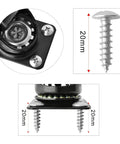 Close-up of 2 inch swivel caster wheels screws and bearing plate with precise 20mm measurements.