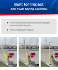 Heavy Duty Handicap Parking Sign Post With Self Righting Spring Hella Durable Aluminum Build handles minor collisions, demonstrating anti-twist spring.