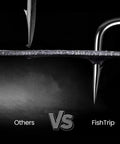 Comparison of hook penetration: others vs FishTrip from the 120 Piece EWG Worm Hook Set For Bass Fishing With Extra Wide Gap Offset Hooks.