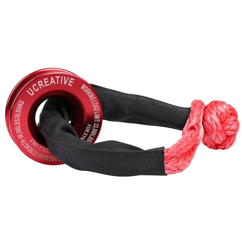Red Recovery Ring And 2 Red Soft Shackles Kit For Synthetic Winch Rope One Half Inch By Twenty Two Inch Off Road Recovery