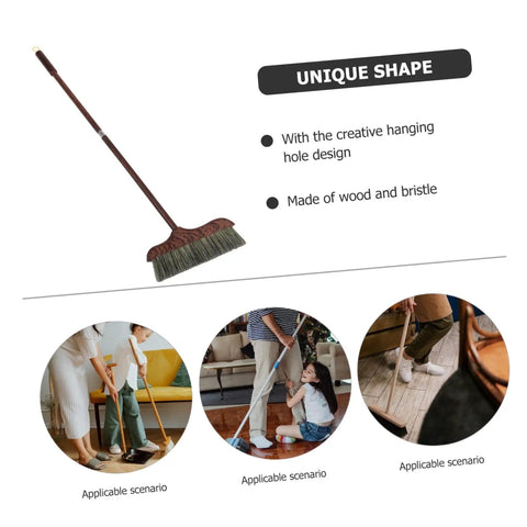 Long Handle Heavy Duty Broom With Soft Beveled Bristles For No Sweat Dust Removal And Quick Corner Cleanup Solid Workhorse Crushes Daily Kitchen Grime Indoors Or Outside Smooth Operator Approved, wood and bristle construction with unique hanging hole design.
