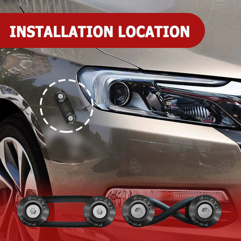 Billet Quick Release Bumper Trunk Fastener Kit For Front And Rear Bumpers installed on car fender, black aluminum finish