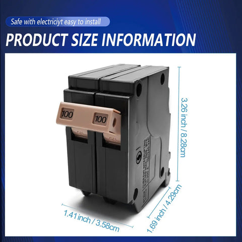 Two Pole 100 Amp Plug-On Molded Case Circuit Breaker Type 3/4-In Thermal Magnetic Protection 10 KAIC 120/240V dimensions