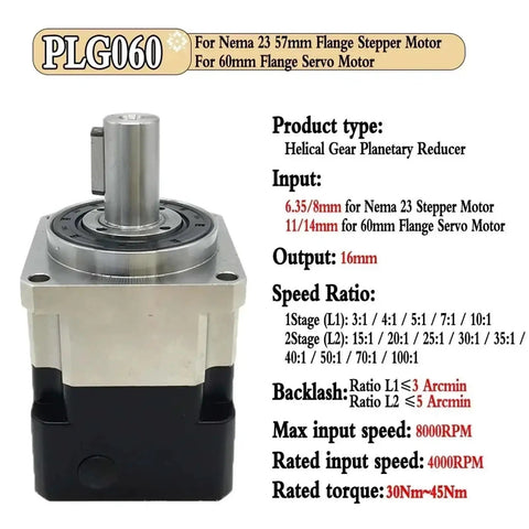 Rock Solid Helical Gear Reducer Box Delivering A Sweet 30 To 1 Ratio That Runs Hella Quiet And Mounts Directly To Standard NEMA Stepper Motors With 40 To 180 Millimeter Servo Flanges For Badass Custom Builds Where Reliable Torque Delivers, showing helical gearbox design.