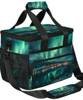 Insulated Picnic Backpack Lunch Bag For Women And Men, Large 12x9x10 Inch Tote with scenic design, side pocket view