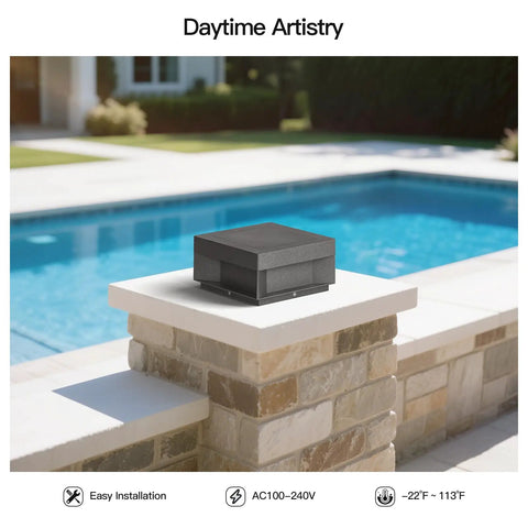 Outdoor Post Lights Hardwired Weatherproof AC 100 240V Modern Pillar Light on stone post by a pool