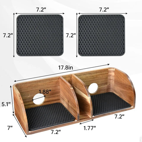 Acacia Wood Coffee Bar Station Organizer Stand For Pour Over Nerds And Filter Holders Countertop Wooden Caddy With Heatproof Mat
