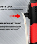 Extended 18V Cordless Ratchet Wrench Kit With Three Eighths Inch Drive, 450 RPM, Sixty Foot Pounds Torque safety lock and fastening