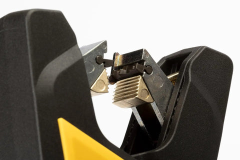 Close-up of Automatic Wire Stripper For 6 To 16 AWG Cables, Pro Grade Hand Tool With Built Tough Design, German Made Quality