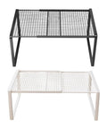 Closet Shelf Organizer Metal Storage Rack, black and white iron frame, space saving solution for home wardrobes
