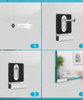 Tough Built Metal Mirror Holder Kit J Type Hanger Clips installation steps with cushioned rubber pads and expansion anchors.