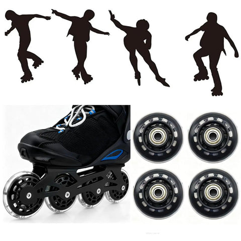 2.5 Inch Inline Skate Wheels 64mm With ABEC7 Bearings, 82A Hardness, Black, 4 Pack Replacement Wheels for skates and silhouettes