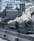 Side view of two-pack stainless steel pressure washer ball valve kit with 3/8 in quick-disconnects