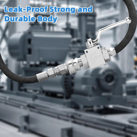 Side view of two-pack stainless steel pressure washer ball valve kit with 3/8 in quick-disconnects