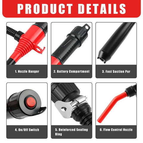 Product details of Grab And Go Battery Powered Transfer Pump Portable Cordless Electric Siphon For Gas Diesel And Water.