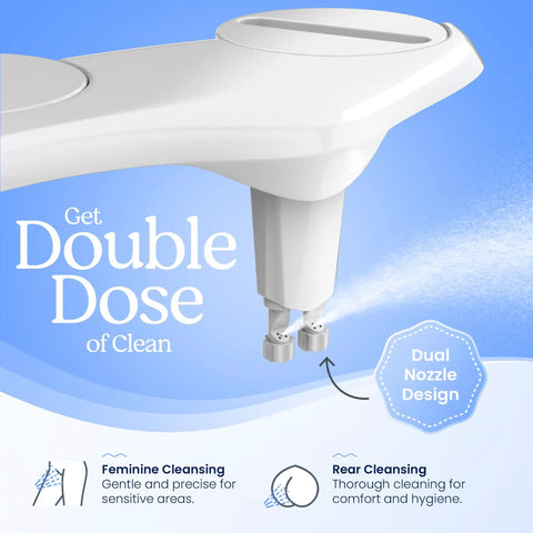 No Electric Bidet Attachment For Toilet Seat Fits Most Standard Elongated Seats With Self Cleaning Dual Nozzles side view