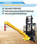 Heavy Duty Forklift Jib Boom Crane With Fully Adjustable Telescopic Arm And Pivoting Chain Hoist Hook in action, showcasing its 11,000 lb capacity.