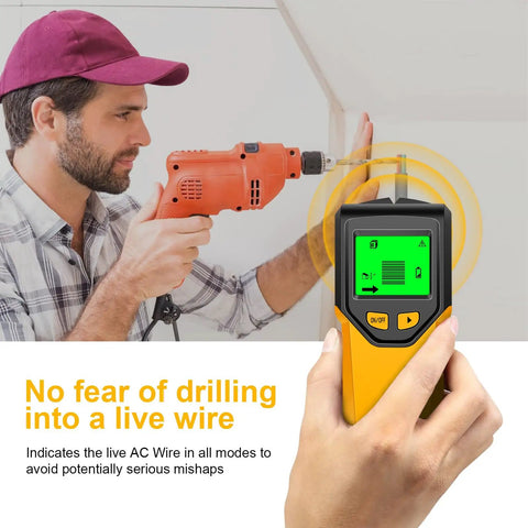 Rock Solid 5 In 1 Stud Finder Wall Scanner With HD LCD Display And Smart Chip Tech For Slick Center And Edge Detection On Wood Metal AC Wire Joist And Pipe Jobs Hassle Free