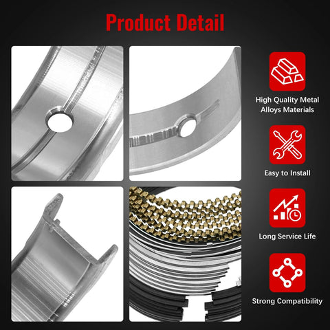 Beefy Main Rod Bearings And Piston Rings Kit For Silverado Tahoe Suburban Sierra Yukon Gen III IV LS 4.8L 5.3L 1999 2013