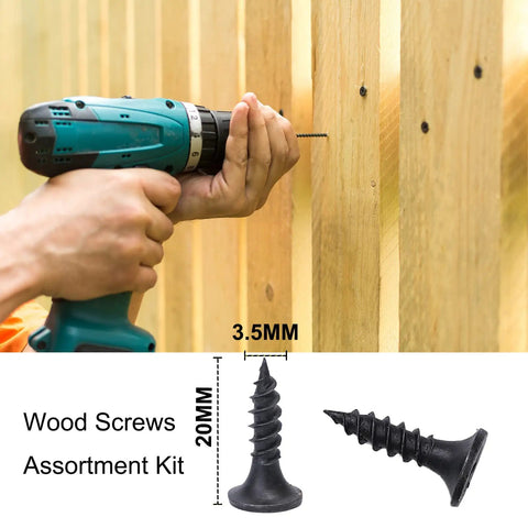 Person using a drill with Size 6 By Three Quarter Inch Black Flat Head Phillips Wood Screws 100 Piece Pack for wood projects.