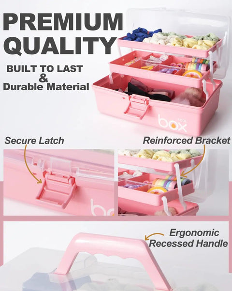 Heavy Duty Three Tier Plastic Tackle Box With Adjustable Compartments And Rock Solid Handle Great For Arts Crafts Sewing Medicine And Tools Pink Foldable Storage Case Swanky Home Organization And Travel Ready Gear