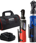 Cordless Ratchet Wrench Combo Kit With Three Eighths Inch And Quarter Inch Heads Forty Five Foot Pounds And Thirty Foot Pounds Torque 240 RPM All In One Pro Grade Electric Ratchet Set Includes One Li Ion Battery And Charger Canvas Bag For Auto Repairs