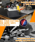 2 In 1 Portable Band Saw Stand With Alloy Steel Construction for DCS374B/DCS374P2 on workbench demonstrating stability and safety.