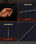 Hand holding Hardcore 6.5 Inch Twisted Scriber Tool For Metal Etching And Intaglio Tracing Double Ended Sharp Scribing Pen.