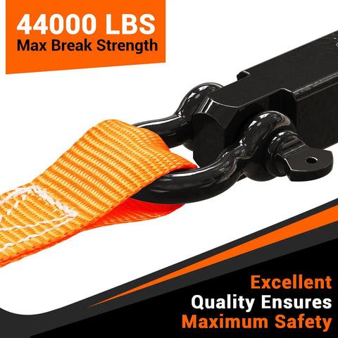 Damn Tough D Ring Shackles 3 4 Inch Beefy Forged Steel Towing Hardware 2 Pack With Safety Pin 9500 Lb Capacity Off Road Rig Ready Recovery Kit For Trucks Suvs Atv Utv, orange strap with high break strength.
