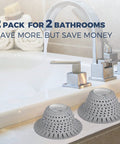 Silicone Collapsible Bathtub Drain Hair Catcher And Protector For Pop Up And Regular Drains, gray, 2 pack next to sink faucet