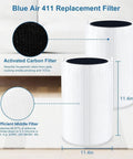 Diagram of Replacement Filter For Blue Pure 411 411 Plus Mini 411 Auto Air Purifiers showing activated carbon and efficient filters.