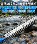 Heavy Duty Locking Drawer Slides 53 Inch Width Full Extension Runners With Lock And Ball Bearing Stainless Steel Drawer Rails placed on rocks in stream.
