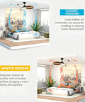 YPDJVLTI Ceiling Fans Lights 42-52Inch Ceiling Lamp with airflow directions in a modern bedroom setting.