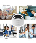True H13 HEPA Allo Replacement Filter 2 Pack for Mooka Allo Afloia Filo and Honati Air Purifiers with pre-filter and activated carbon, shown in living room, bedroom, office, kitchen settings ensuring indoor air quality.
