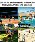 Heavy Duty Outdoor Volleyball Net For Beach And Backyard, Weatherproof And Built To Last, Tough As Nails, Regulation 32x3FT in use