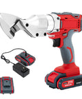 21V Cordless Electric Metal Shear With Swivel Head For Cutting Tin, Aluminum, And Steel Sheets on a white background.