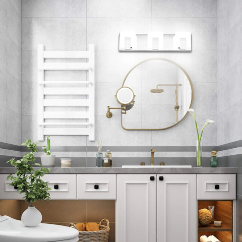 3 Light Sleek Modern LED Vanity Light for Bathroom with Frosted White Acrylic Chrome up and down wall fixtures over mirror