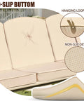 Three Piece Outdoor Porch Swing Cushions Set for 3 Seater Replacement Cushions for Patio Swing with 25D Foam Khaki 61.5x39x3in showing no-slip features