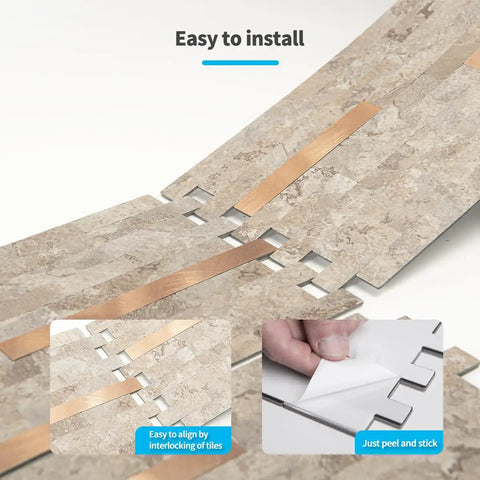 Peel And Stick Collage Tile Set For Kitchen Backsplash 20 Sheets Ecru Slate Look Waterproof PVC Composite Laminate Easy DIY Install