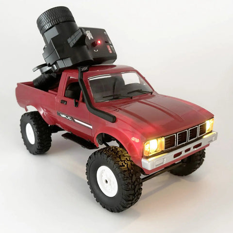 Red WPL C24 RC Truck Crawler 1 16 Scale 4x4 All Terrain Off Road Pickup RTR with LED lights and proportional steering