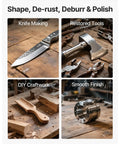 Badass 1500W Two Horsepower Belt Sander Grinder With Slick Variable Speed Dial And Versatile Three In One Setup For Metalworking And Knife Making Includes Tough Sanding Belts Plus Sturdy Tool Rest For Knockout Shop Builds in knife making, restored tools, DIY craftwork, and smooth finish examples.