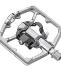 Dual Function Bicycle Pedals With Flat And Clipless Sides Nine Sixteenth Inch Platform Pedals SPD Compatible in silver alloy