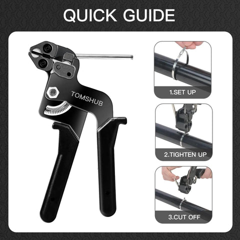 Heavy Duty Stainless Steel Cable Tie Gun Kit With 100 11.8 Inch Zip Ties, tool tightening metal tie around pipe