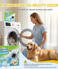 A woman using Skip The Hassle Washing Machine Cleaner Tablets For He Front And Top Load Washers Kicks Out Stink Instantly.