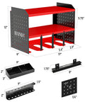 Garage Tool Organizer Wall Mount Drill Holder Pegboard Screwdriver Holder System With Magnet Bar And Organization Bin, Red