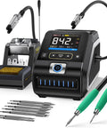 Pro Grade 200W Digital Soldering Station Kit with F210 and F245 Tips, helping hands and full color display