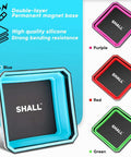 New Version Collapsible Magnetic Parts Tray Set Four Pack With Four Point Five Inch Square Silicone Foldable Bowls in blue, purple, red, and green