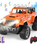 1:16 Scale Remote Control Jeep With Spray, Lights And Sound, 2.4GHz RC Car For Kids showcasing LED lights, sound notes, and mist effect